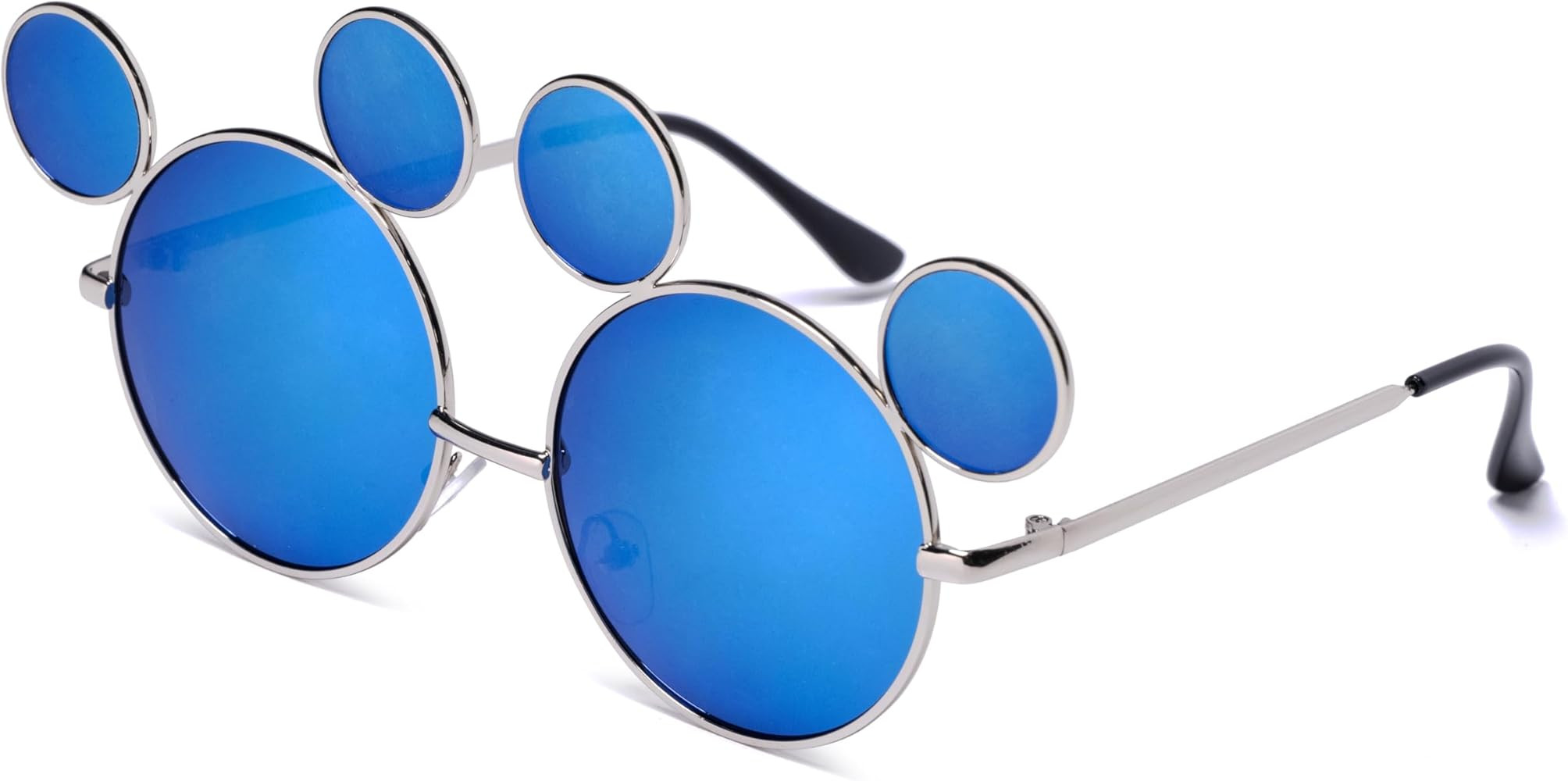 Mouse Ear Sunglasses Blue Lenses Silver Frames, Polarized UV 400 Protection, Teen and Adult | Amazon (US)