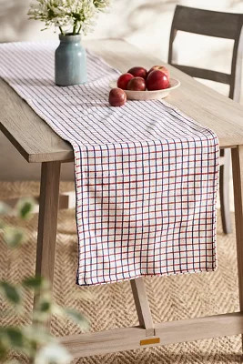 Americana Windowpane Check Cotton Runner | Anthropologie (US)
