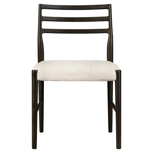 George Mid Century Beige Upholstered Ladder Back Wood Dining Chair | Kathy Kuo Home