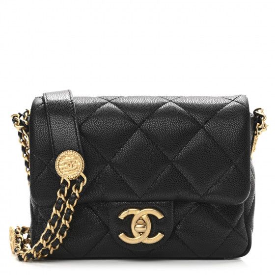 Caviar Quilted Mini Twist Your Buttons Flap Black | FASHIONPHILE (US)