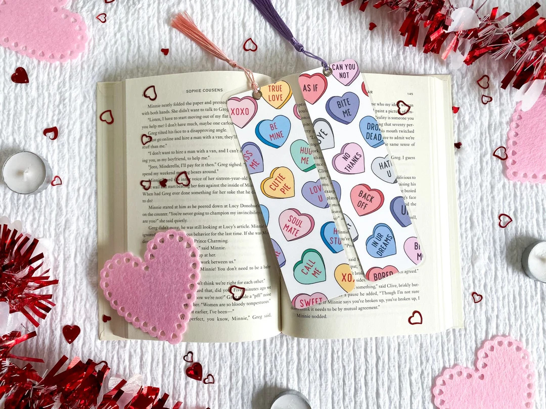 Conversation Hearts Valentine's Day Bookmark Collection  - Etsy | Etsy (US)