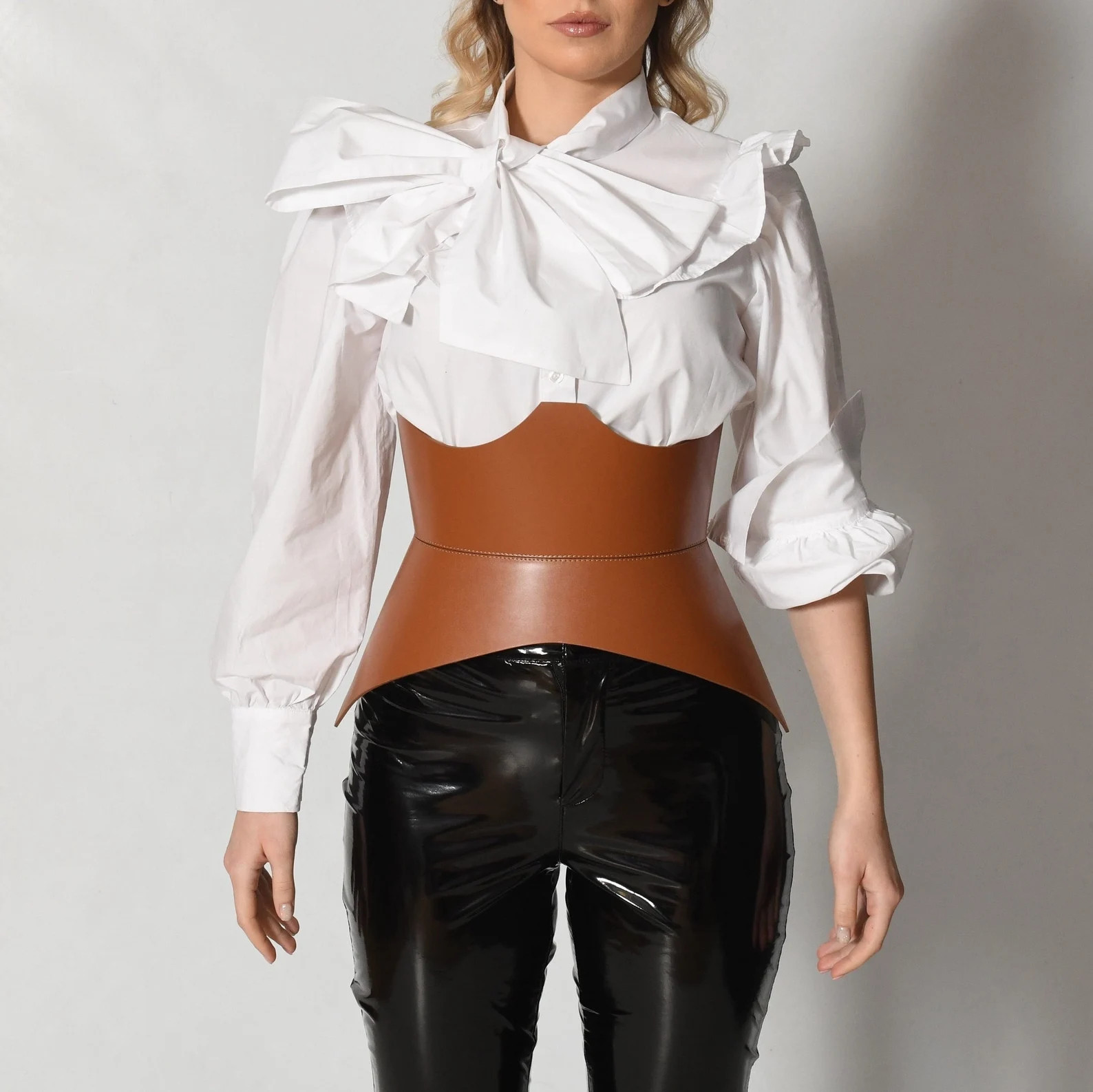 XO Brown Leather Corset, XXS-5XL, Hourglass Wide Belt, Plain Leather Belt Hips and Waist, Curved ... | Etsy (US)