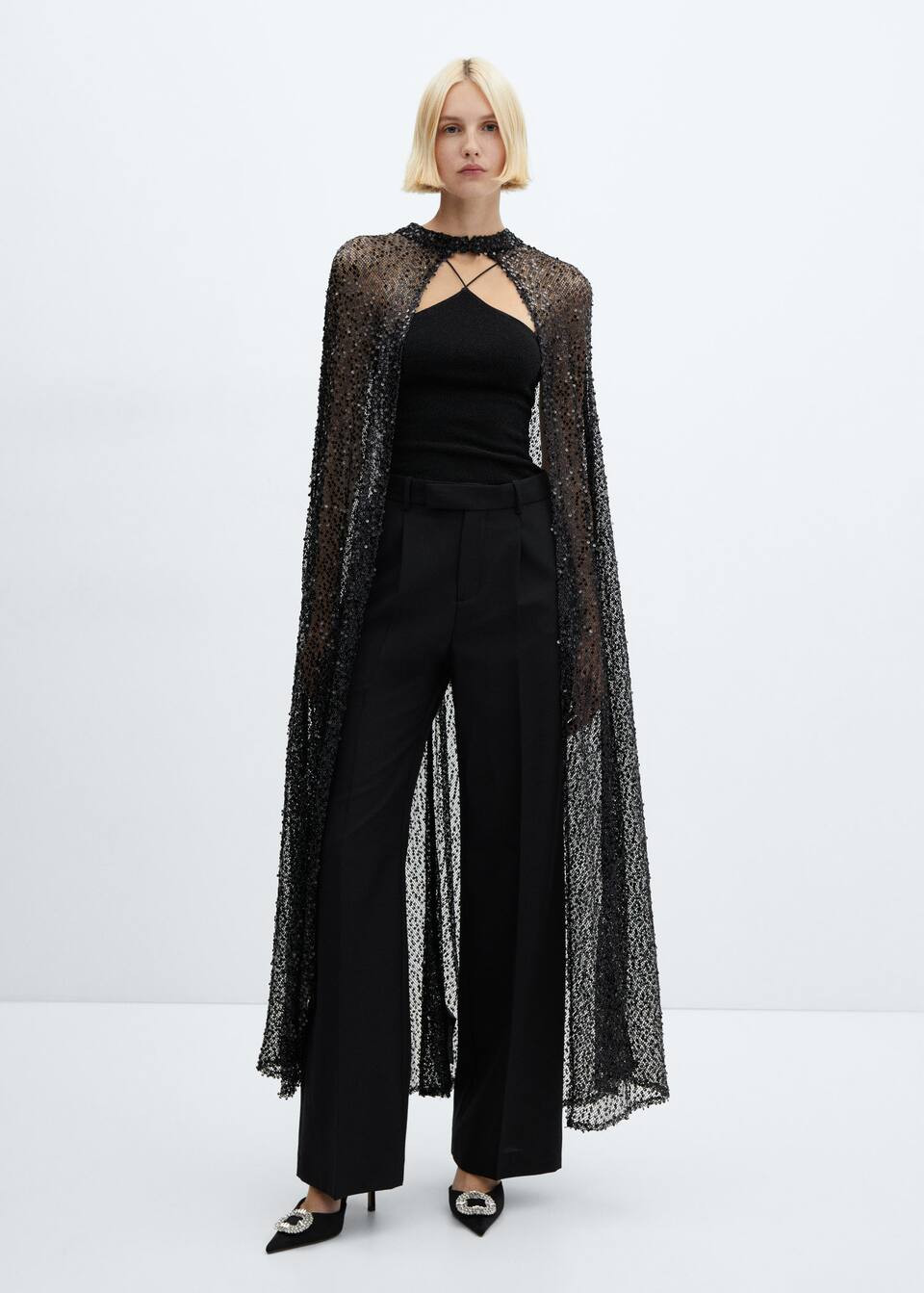 Long sequin cape -  Women | Mango United Kingdom | MANGO (UK)