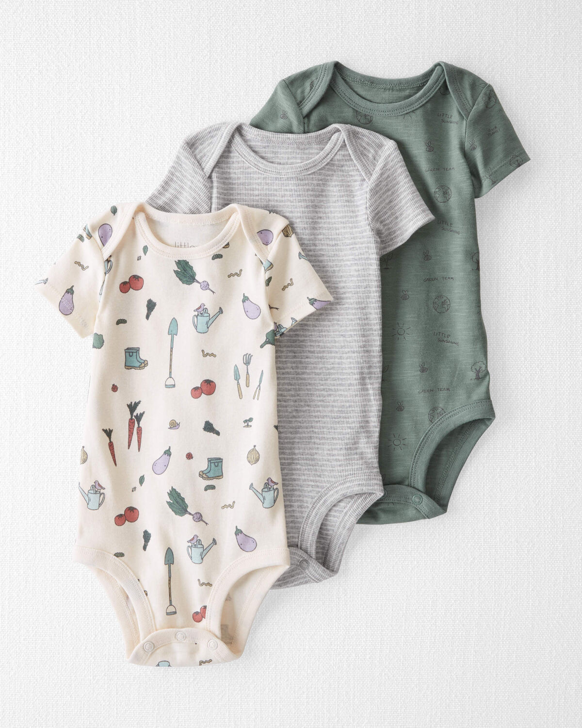 Paris Picnic Baby 3-Pack Organic Cotton Rib Bodysuits
 | carters.com | Carter's