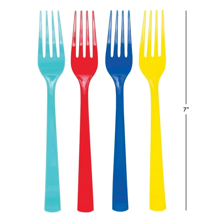 Way to Celebrate! Assorted Color Plastic Forks, 24pcs - Walmart.com | Walmart (US)