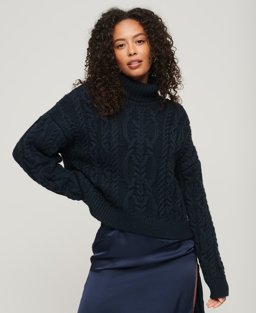 Cable Knit Polo Neck Jumper | Superdry (UK)