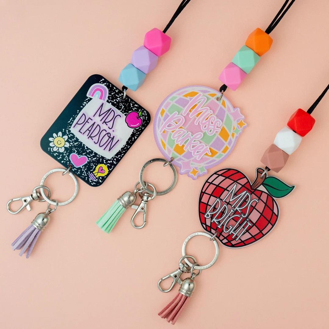 Trendy Teacher Lanyard Personalized Lanyard for Keys or ID Badge Beaded Lanyard Disco Lanyard Wit... | Etsy (US)