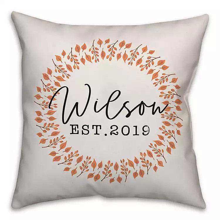 Personalized Fall Leaves Wreath Pillow | Kirkland's Home