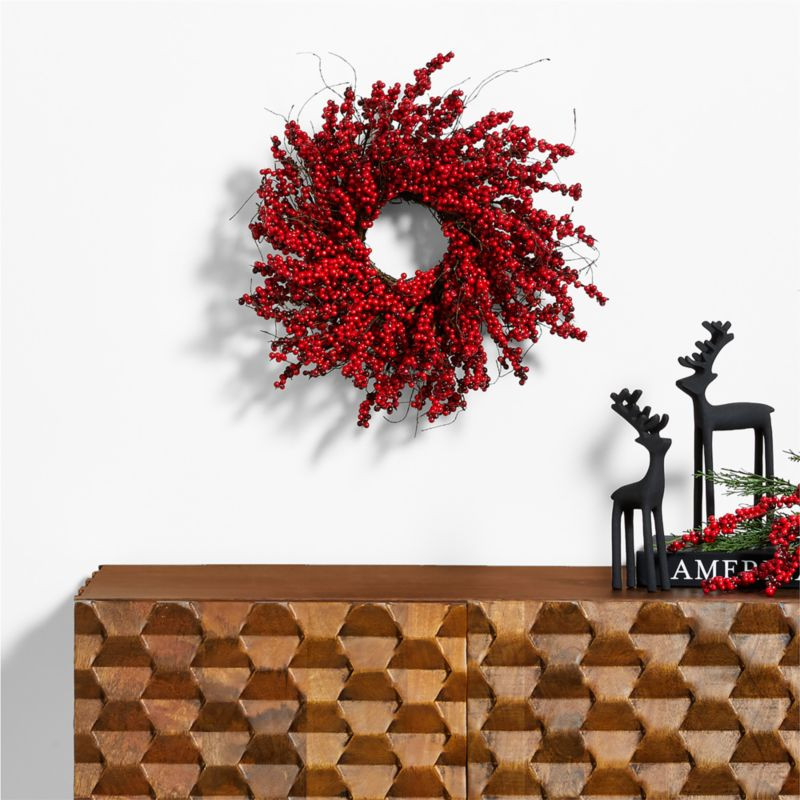 Faux Mini Red Berry Mini Wreath 14 | Crate & Barrel