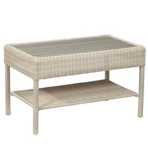 Park Meadows Off-White Wicker Outdoor Coffee Table | The Home Depot