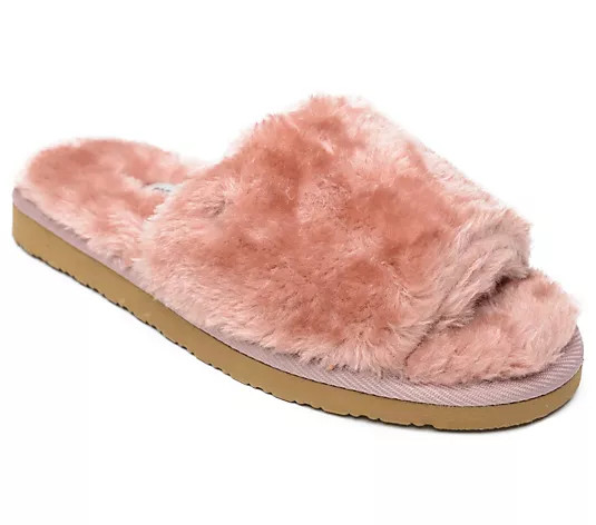 Minnetonka Women's Faux Fur Slide Open Slippers- Lolo | QVC
