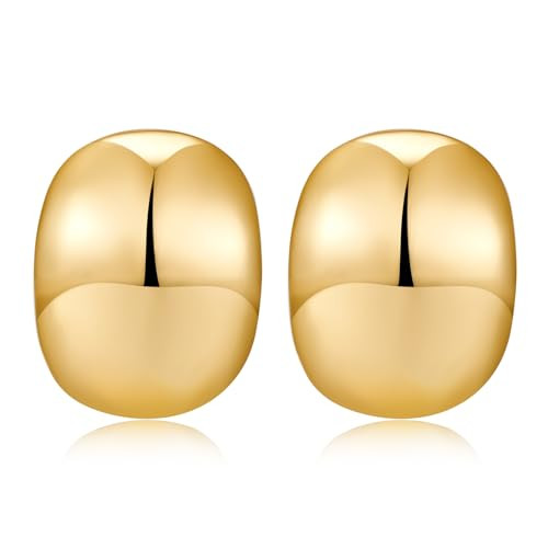 HESSAWELL Gold Stud Earrings for Women Polished Dome Stud Earrings for Women Fashion Jewelry | Amazon (US)
