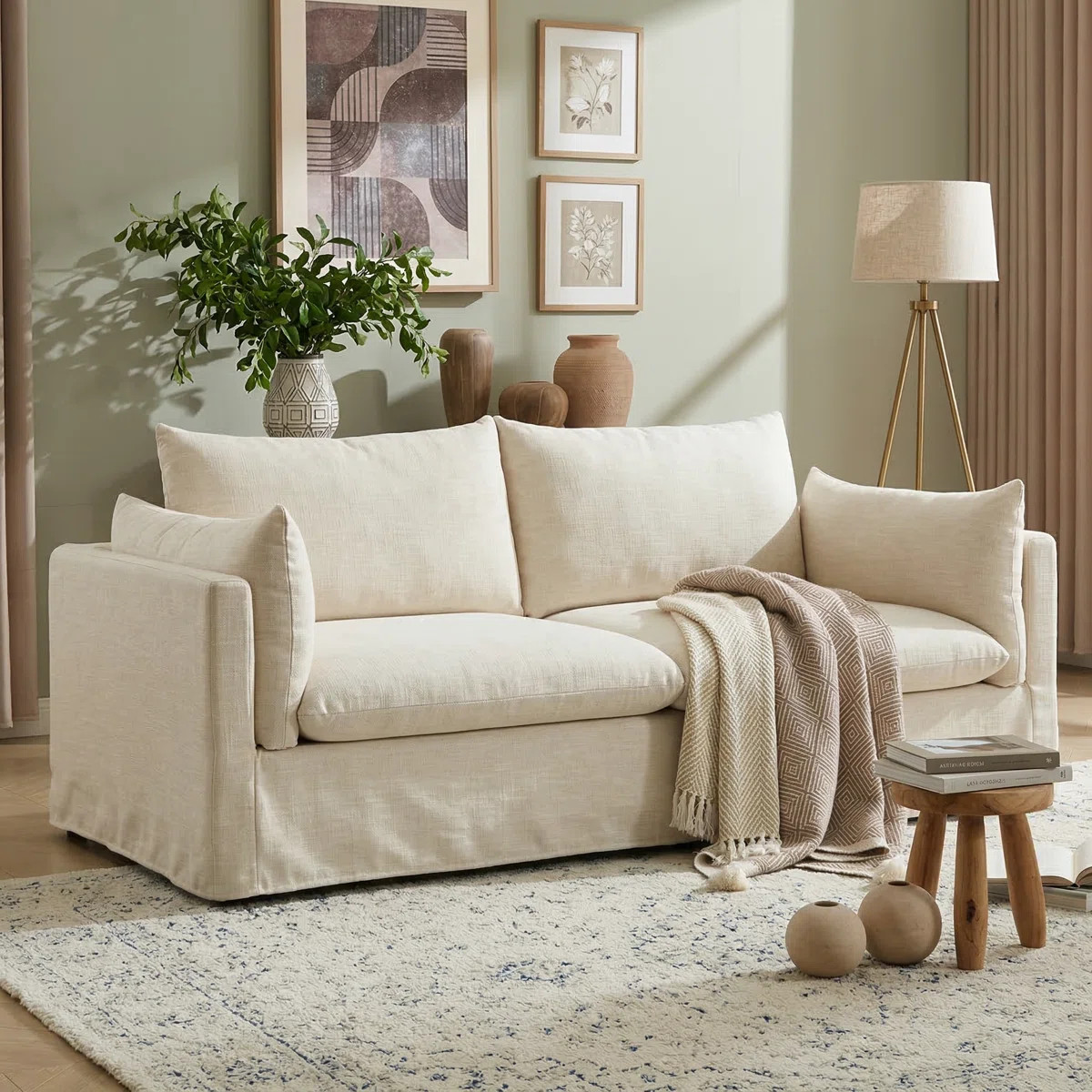 81.3'' Square Arm Slipcovered Sofa | Wayfair North America