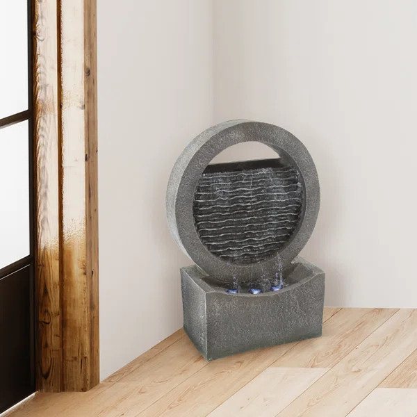 Resin Round Outdoor Fountain with LED Lights | Wayfair North America