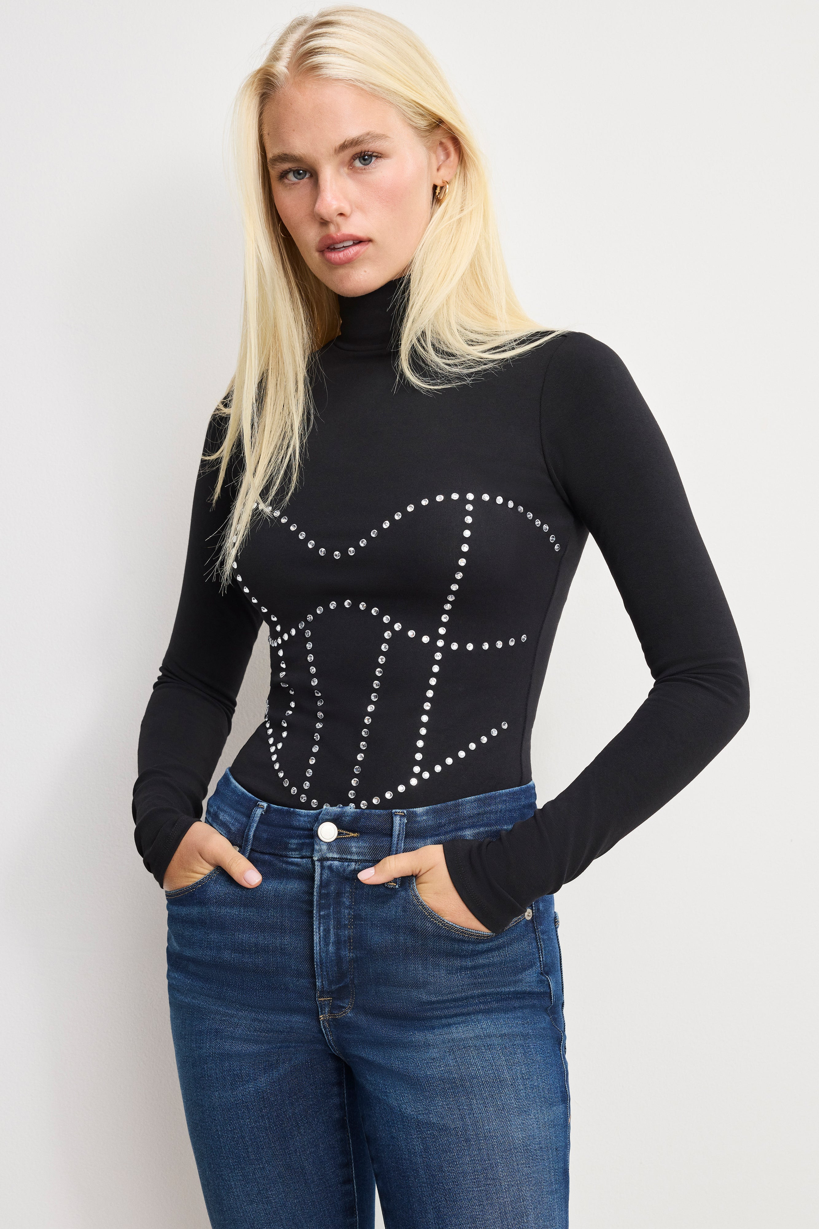 DOLLY CRYSTAL CORSET BODYSUIT | BLACK001 - GOOD AMERICAN | Good American