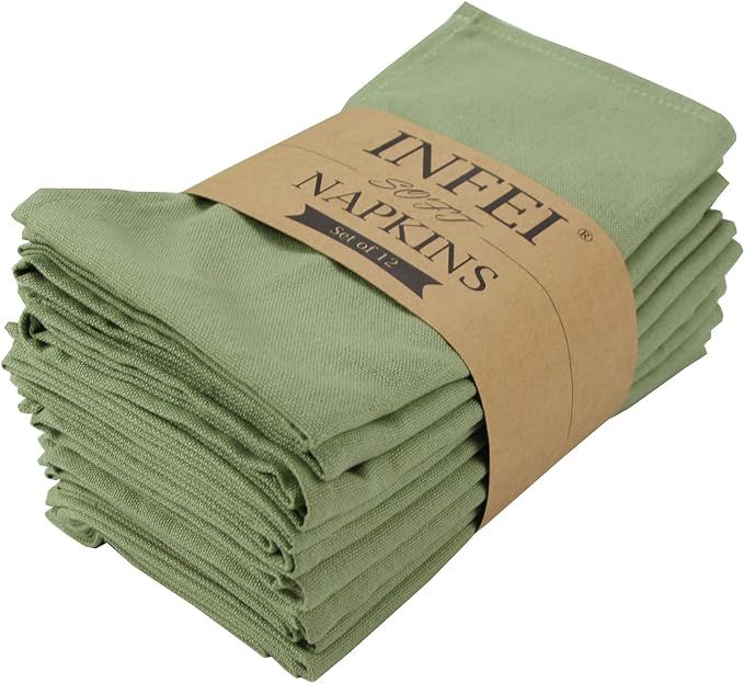 INFEI Solid Color Cotton Blended Dinner Cloth Napkins - Set of 12 (17 x 17 inches) - for Events &... | Amazon (US)