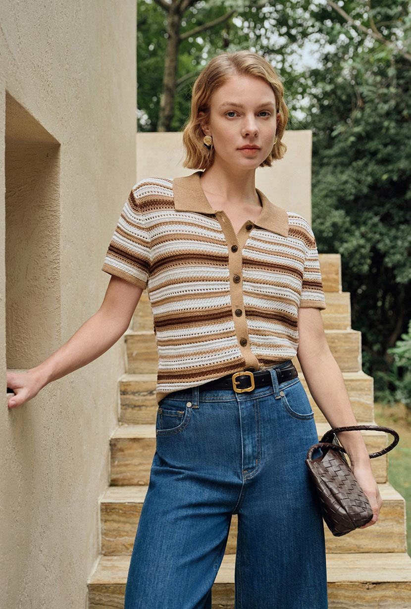 Dotty Cotton Crochet Top - Striped | Petite Studio NYC