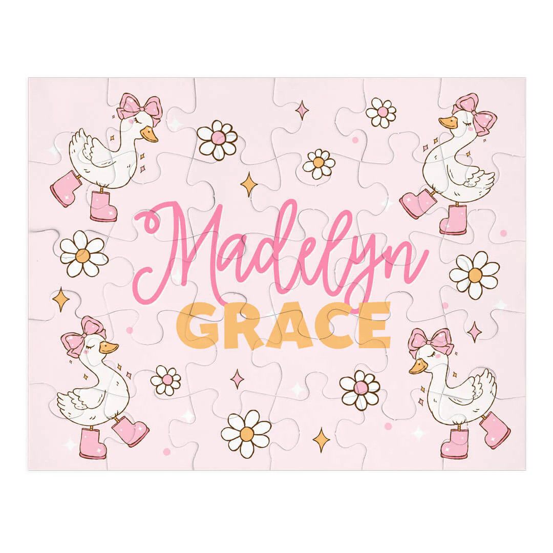 Kids Personalized 30 Piece Puzzle | Silly Goose Pink | Caden Lane