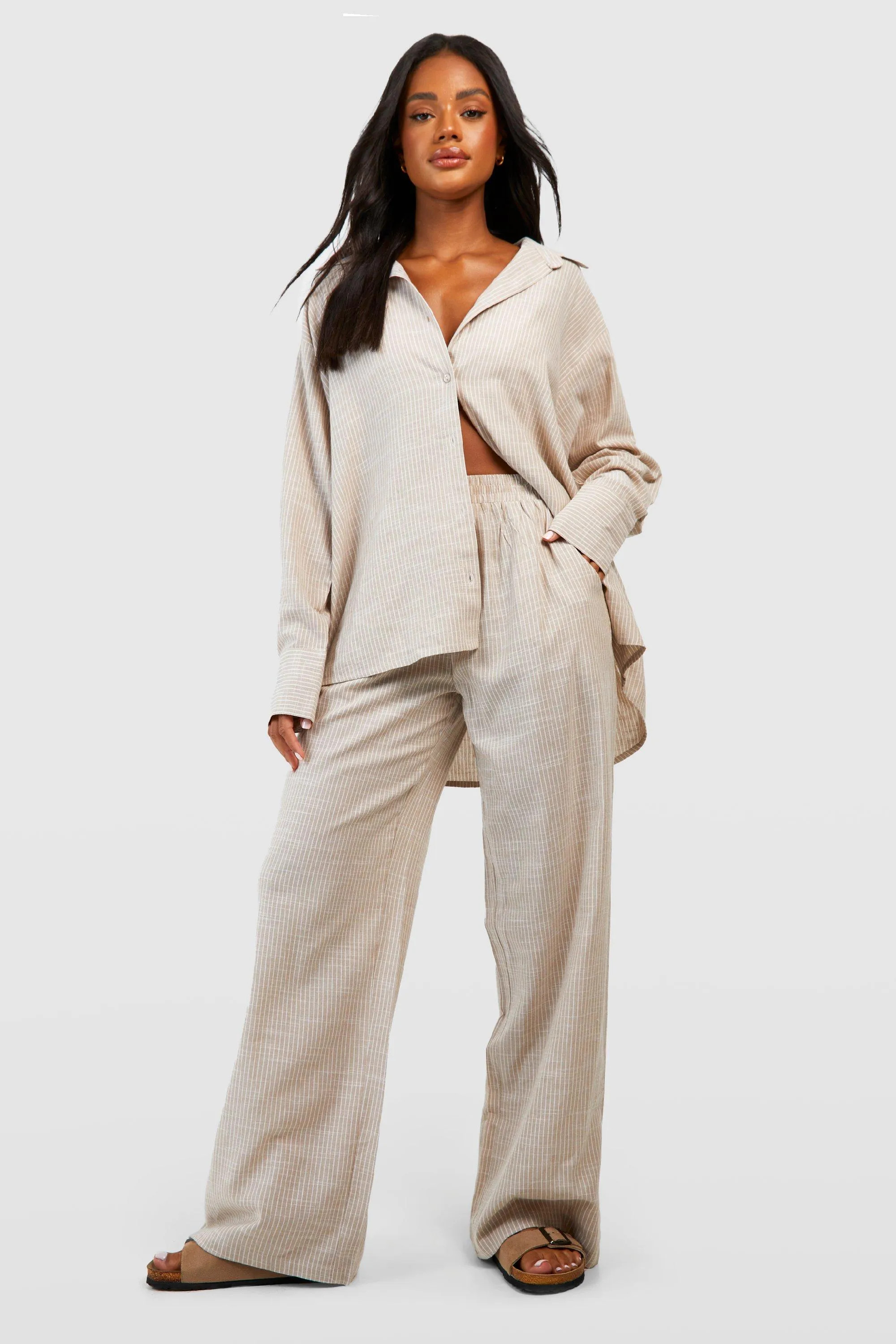 Nightwear | Pantalon de pyjama en coton à rayures tonales | boohoo | Boohoo.com (FR)