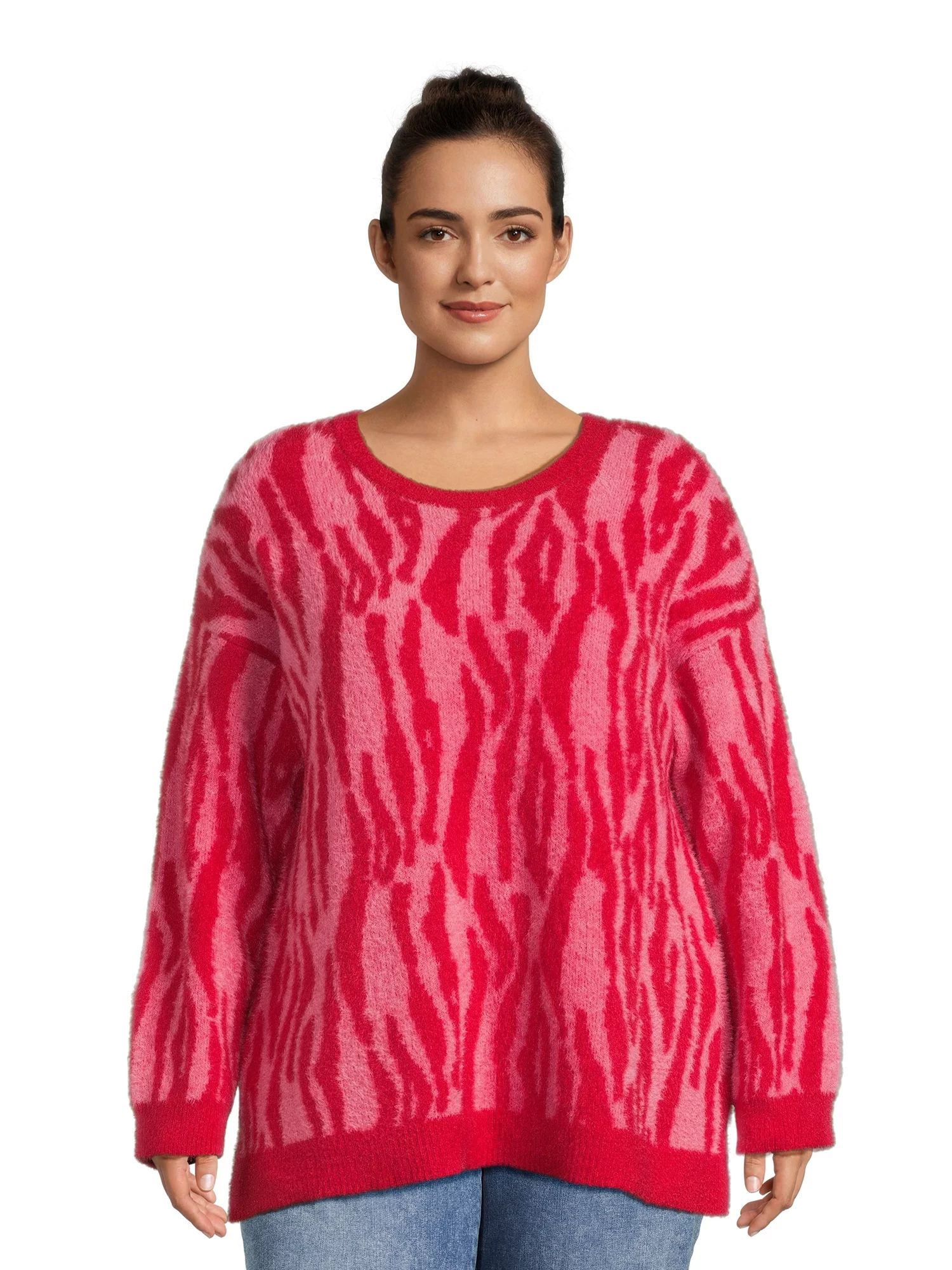 Terra & Sky Women's Plus Size Eyelash Knit Pullover Sweater, Midweight - Walmart.com | Walmart (US)
