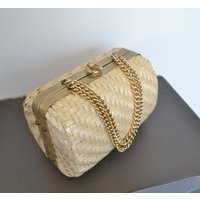 Mini Wicker Bag Small Purse With Goldtone Chains Handles Measures 5Inches | Etsy (US)