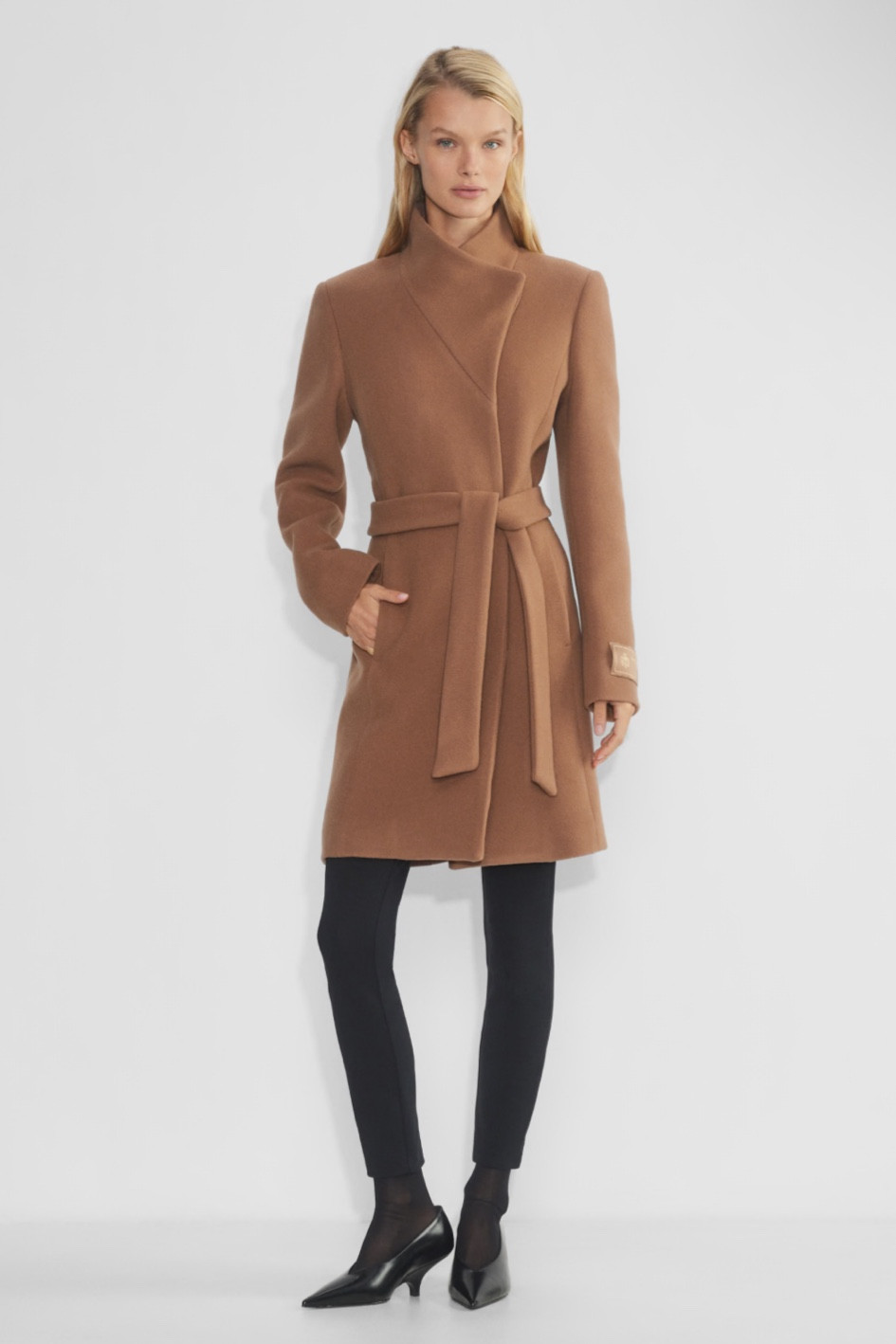 Italian soft wool and cashmere wrap coat