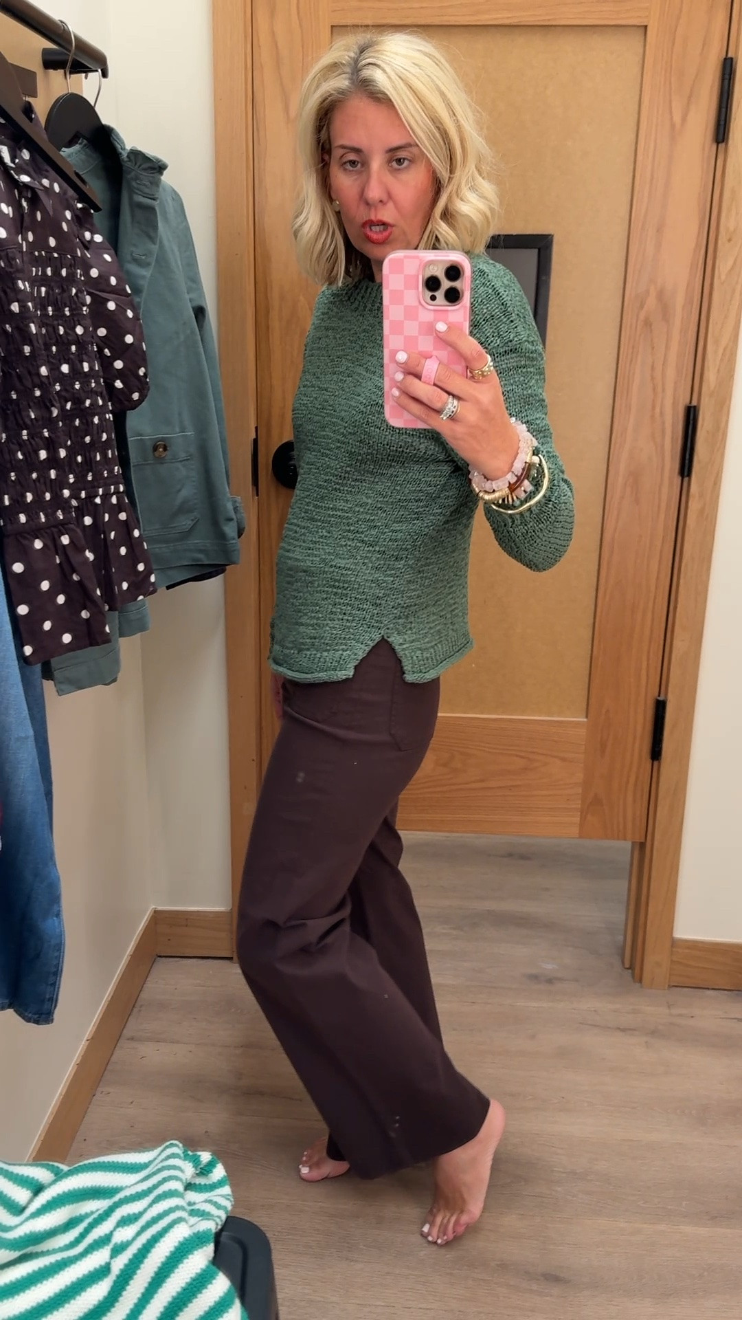 This sweater is such a yes…perfect weight and the color is gorgeous. 

Sizing:
Sweaters - 4 
Collared Dress - 2 
Midi Dress - 0
Pants & Jeans - 26P
Blazer - 2 
Green Jacket - small
Plaid Jacket - xs

#LTKdayinmylife #LTKmomlife #LTKOver40