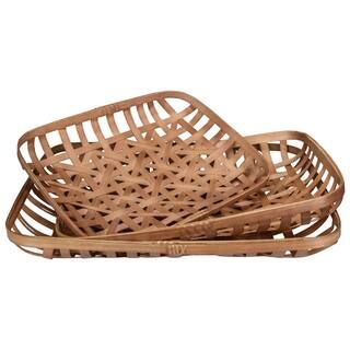 Brown Rectangular Lattice Tobacco Table Top Baskets (Set of 3) | The Home Depot