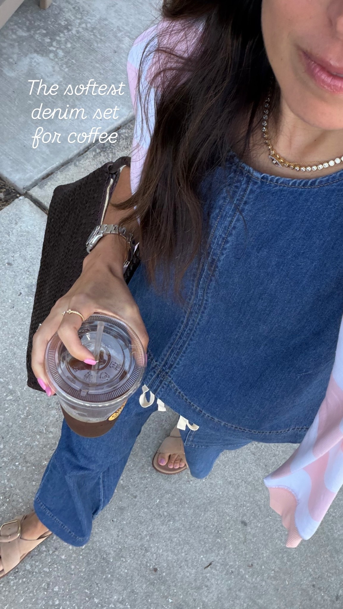 The softest denim set for coffee. Size xs. Runs tts also comes in a light wash  

#LTKSeasonal #LTKOver40 #LTKTravel