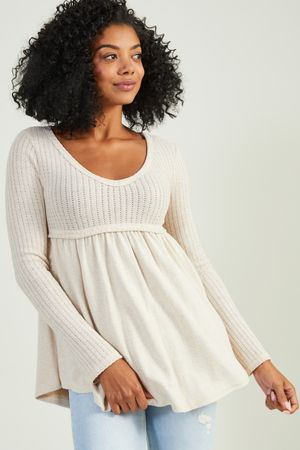 Maxine Mixed Knit Babydoll Top | Altar'd State