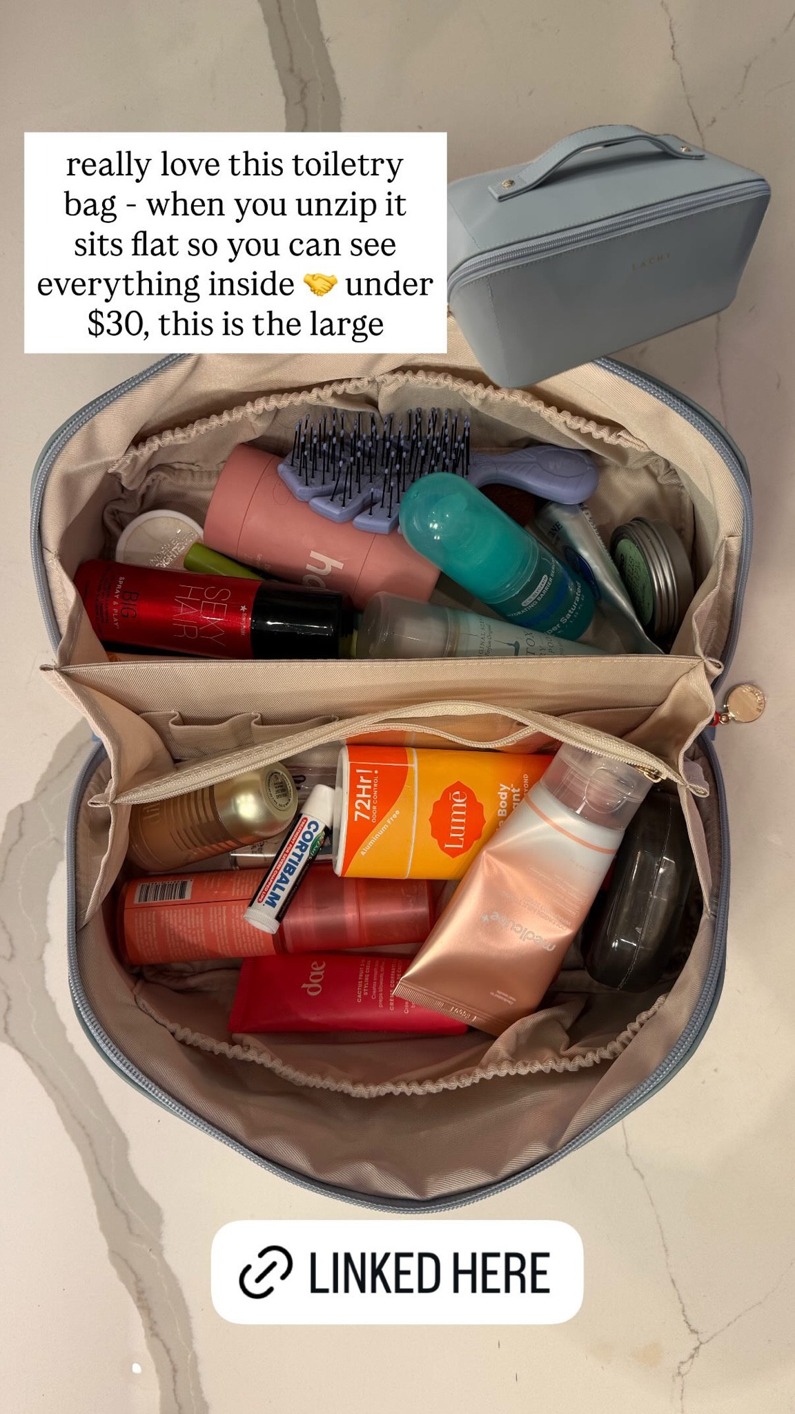 really love this toiletry bag - when you unzip it sits flat so you can see everything inside / under $30, this is the large

#LTKBeauty #LTKgrwm #LTKTravel