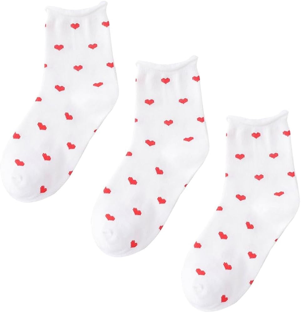 Cute Heart Ankle Crew Socks for Women Teen Girls Valentine's Gifts Fun Sweet Red Heart Cotton Soc... | Amazon (US)
