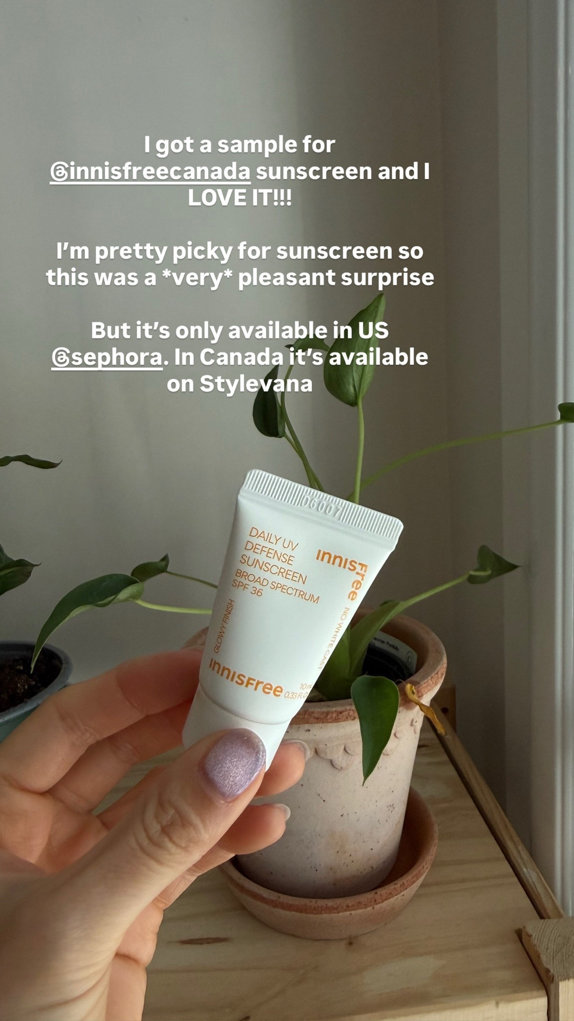 Innisfree sunscreen. SO GOOD! Not greasy and stays put under foundation.

#LTKcanada #LTKsummer