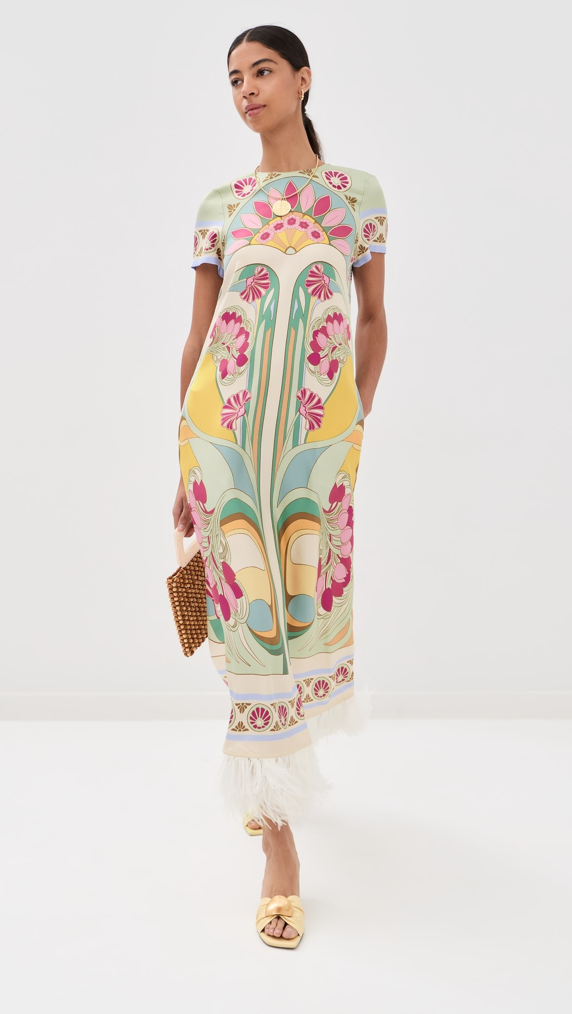 Silk Swing Dress with Feathers | Shopbop