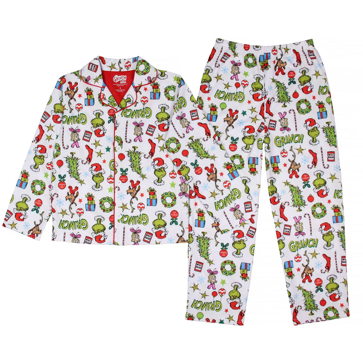 Dr. Seuss The Grinch Christmas Notch Collar Pajama Set For Kids and Toddlers | Target