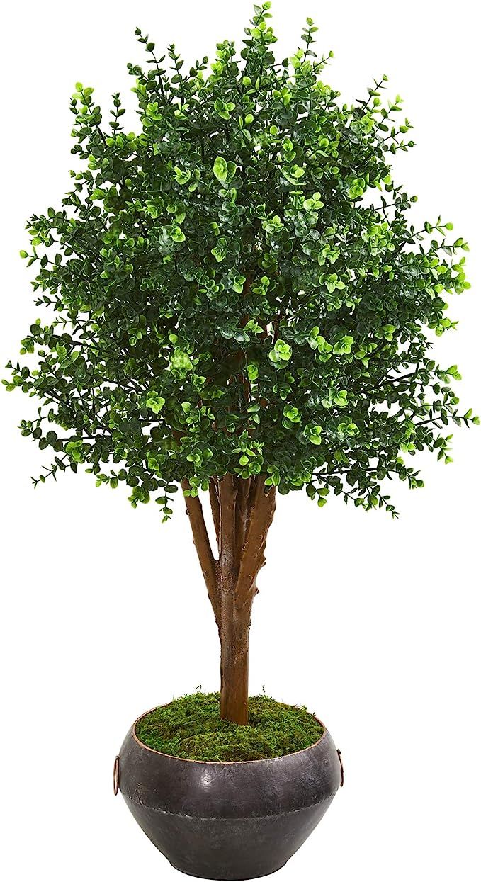Nearly Natural 50” Eucalyptus Artificial Metal Bowl UV Resistant (Indoor/Outdoor) Silk Trees Gr... | Amazon (US)