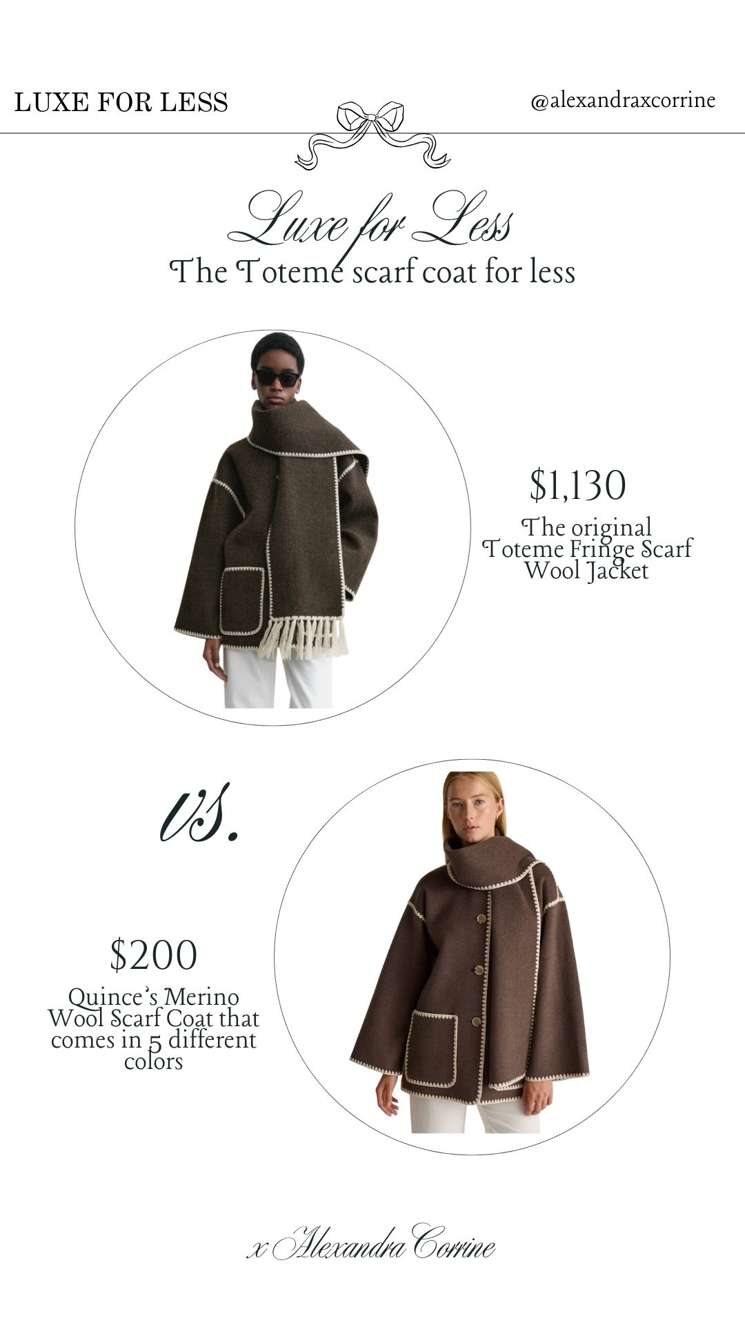 The look for less: Dupe for the Toteme scarf coat 🤎

Luxe for less, designer dupe, fall jacket, winter coat, scarf coat, quince, luxury look for less, preppy chic style 

#LTKSaleAlert #LTKSeasonal #LTKStyleTip