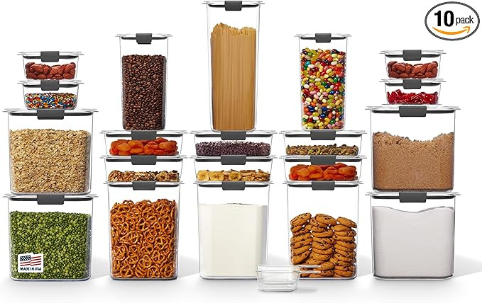 Rubbermaid Brilliance BPA-Free Airtight Food Storage Containers with Lids Set of 20 with Scoops P... | Amazon (US)