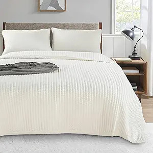 KASENTEX Quilt-Bedding-Coverlet-Blanket-Set, Machine Washable, Ultra Soft, Lightweight, Stone-Was... | Amazon (US)