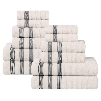 Zero Twist Cotton Soft Ribbed Quick Dry Bathroom Towel Set, Stone - Blue Nile Mills | Target