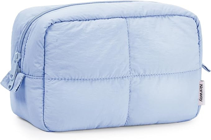 Narwey Puffy Makeup Bag for Travel Women Girl, Quilted Makeup Bag Cosmetic Bag, Cute Puffer Make ... | Amazon (US)