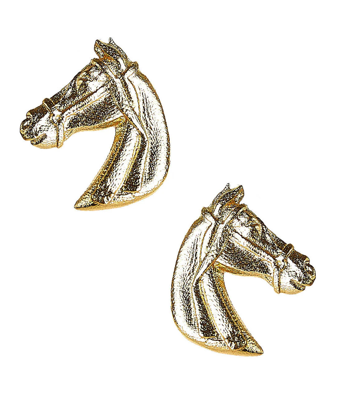 Gold Brass Textured Horse Head Stud Earring | Lisi Lerch | Lisi Lerch Inc
