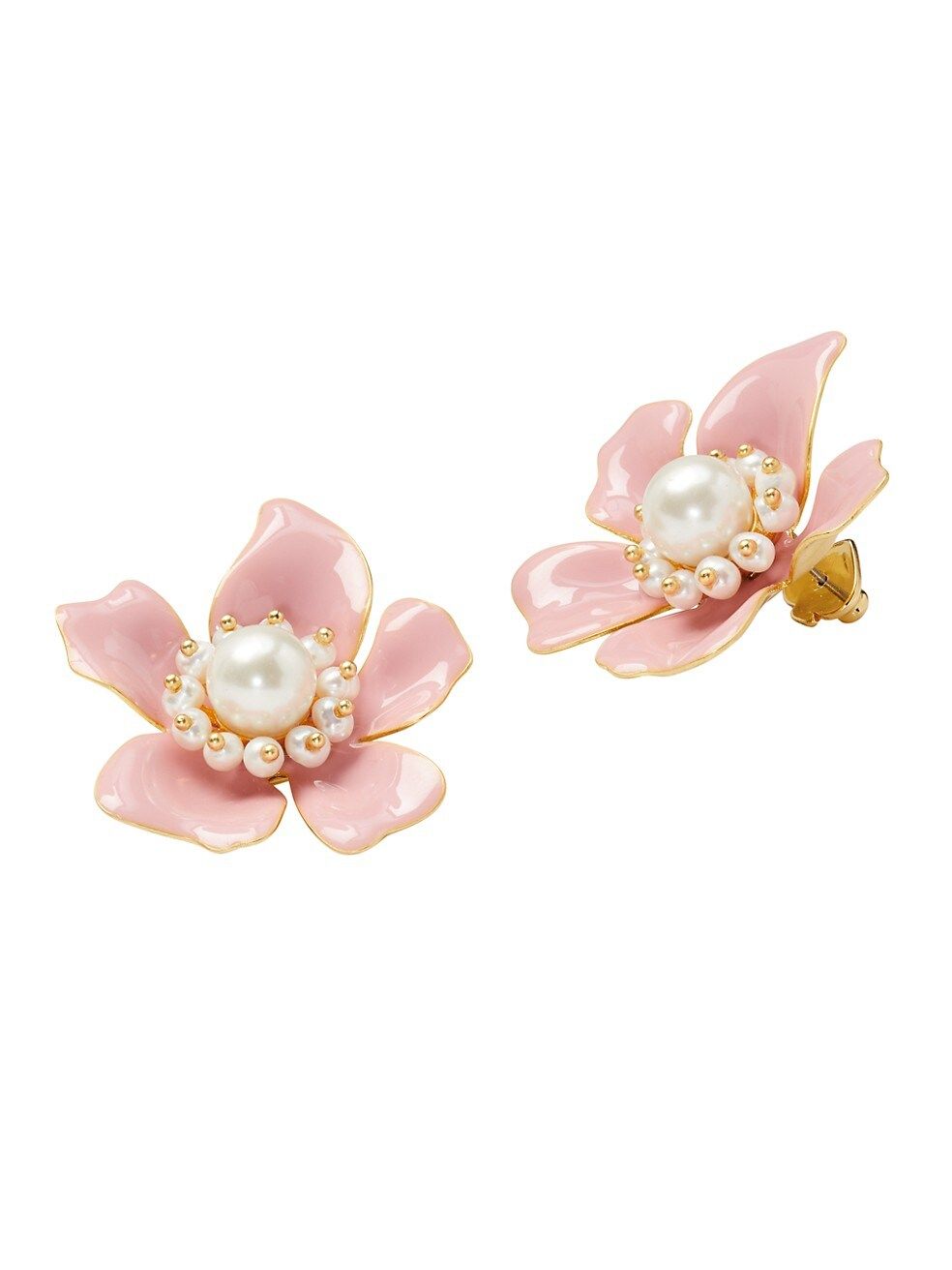 Flora Goldtone, Enamel, Cubic Zirconia & Pearl Stud Earrings | Saks Fifth Avenue