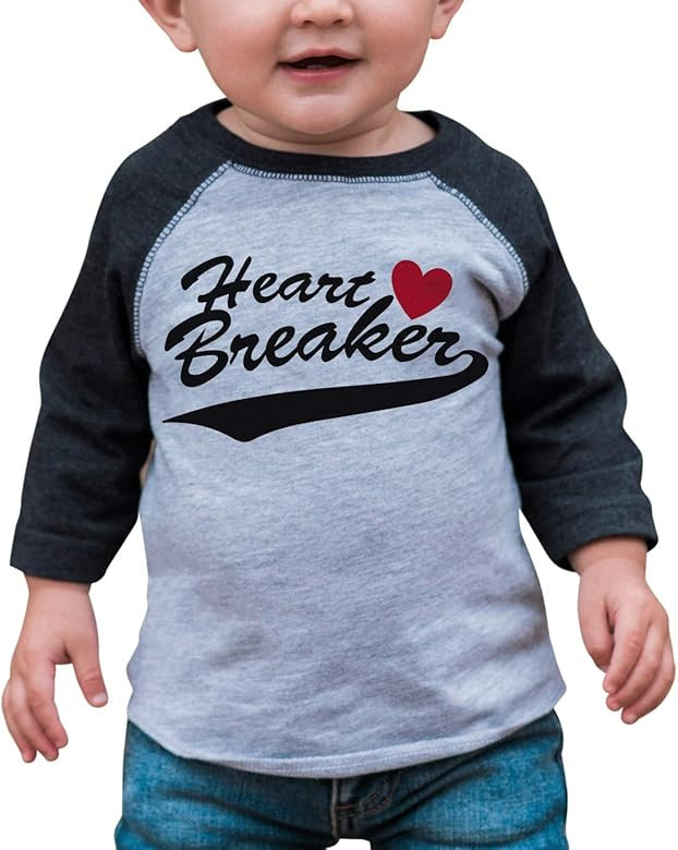 Custom Party Shop Kids Heart Breaker Happy Valentine's Day Grey Raglan | Amazon (US)