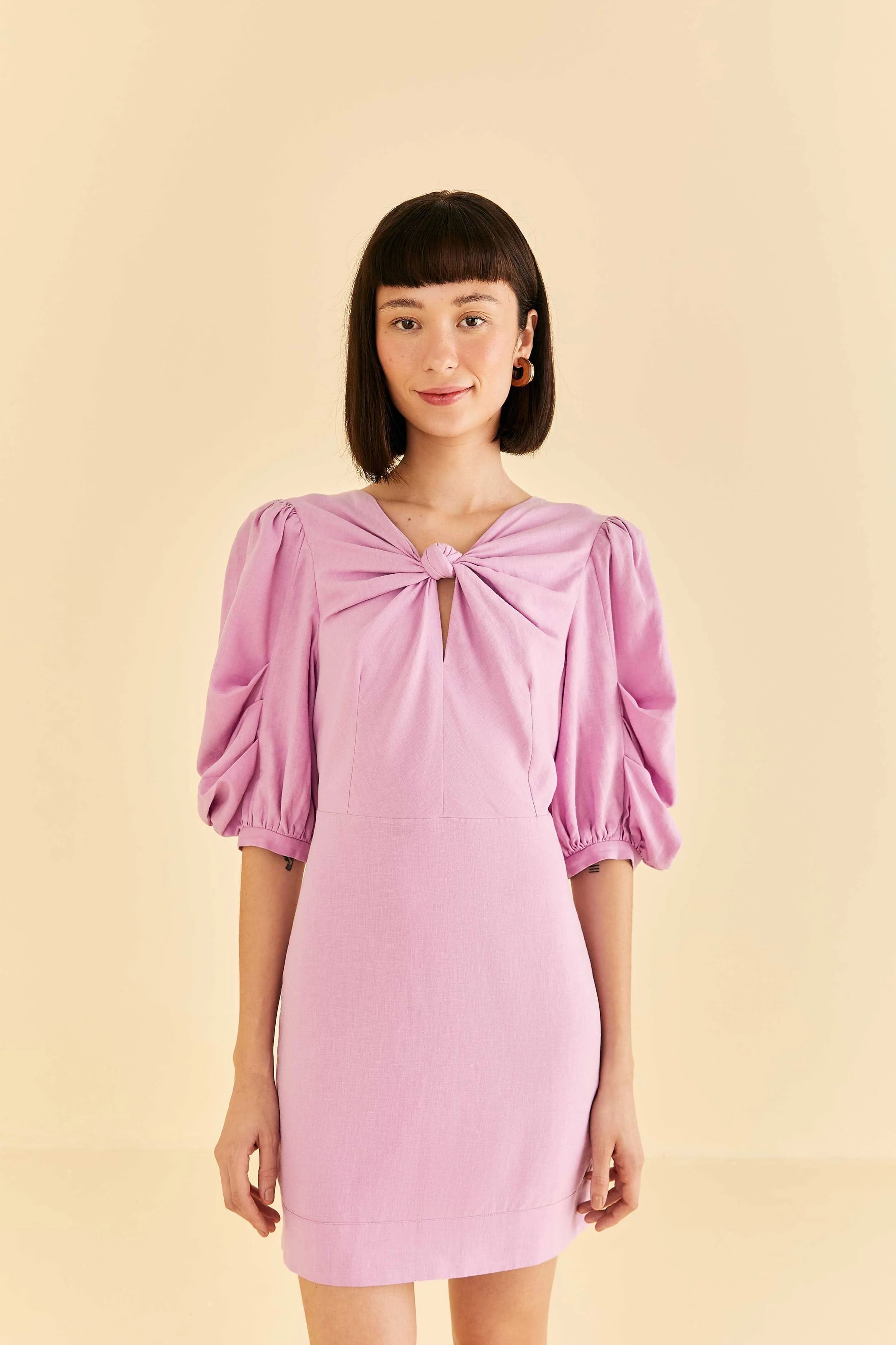 Lilac Short Sleeve Mini Dress | FarmRio