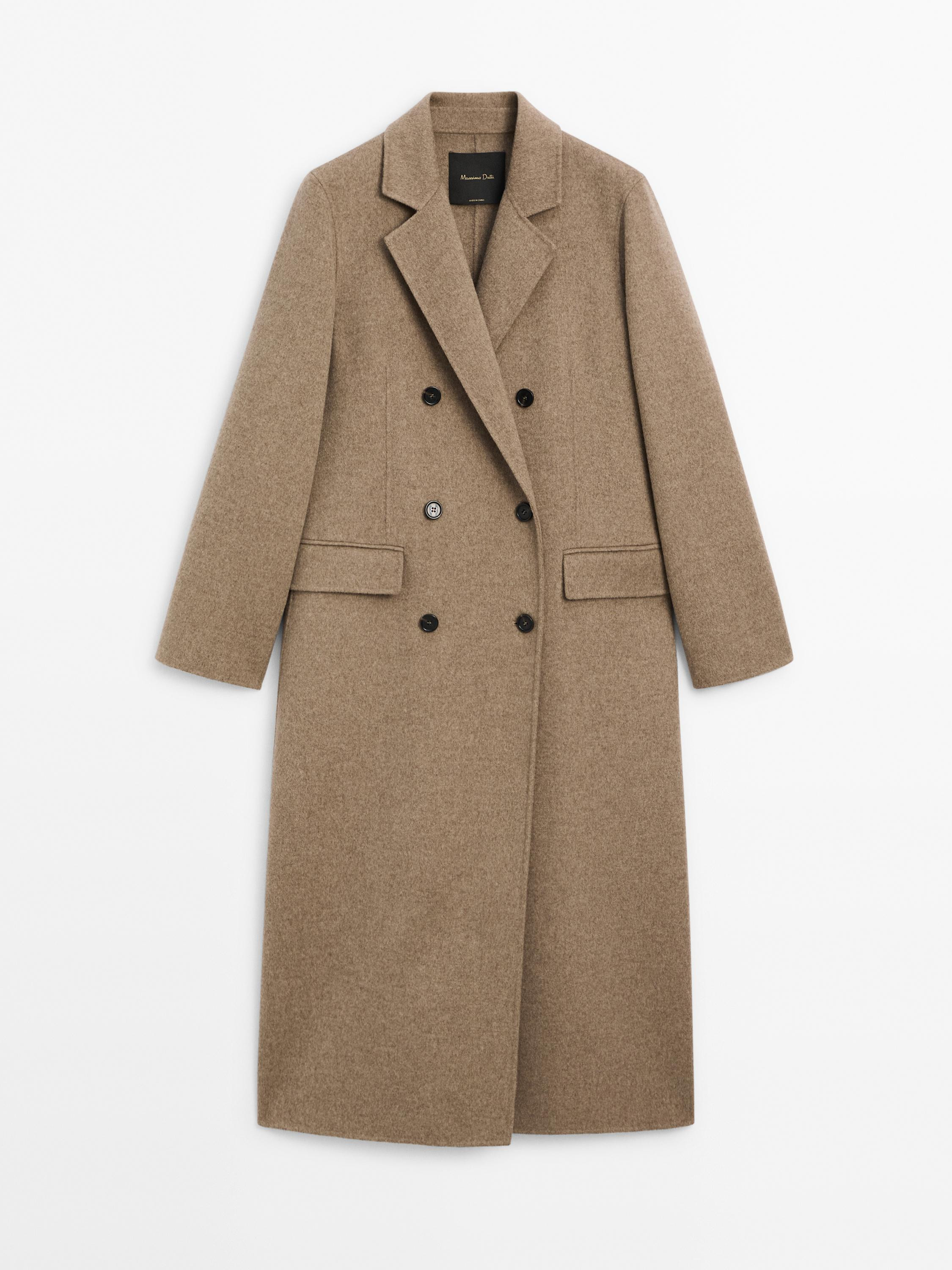 Long wool blend double-breasted coat | Massimo Dutti US