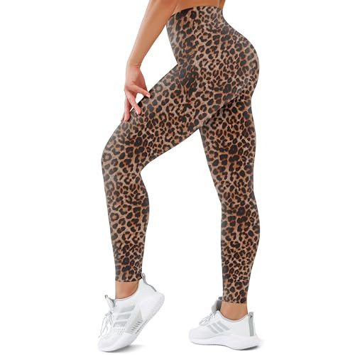 SUNCLOVE High Waisted Leggings for Women Tummy Control Buttery Soft Yoga Pants Womens Gym Workout Running Leggings Leopard | Amazon (US)