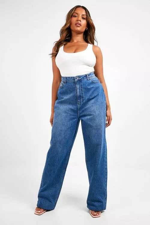 Plus Booty Boost Wide Leg Jeans | Boohoo.com (NL)