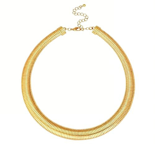 BONJOULRY Chunky Gold Choker Necklace for Women 14K Gold Plated Snake Chain Statement Necklace Collar Torque Vintage Chokers Necklaces Jewelry Gifts Collars | Amazon (US)