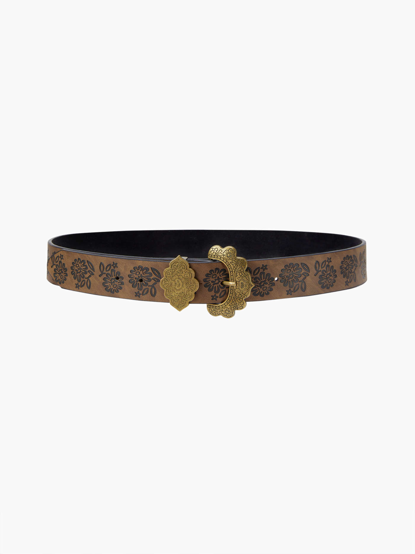 FLORAL ENGRAVED BUCKLE BELT | Cider